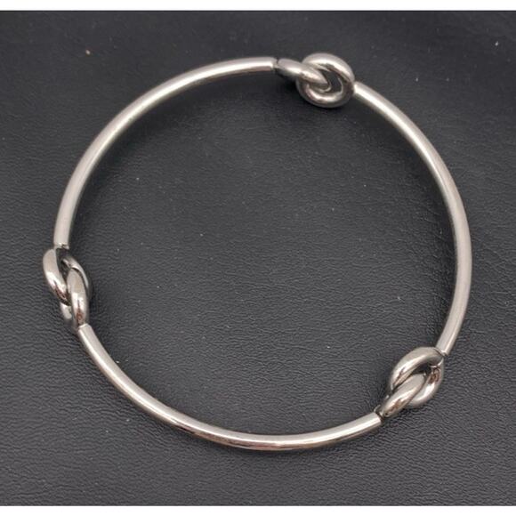 Silver Tone Triple Knot Bangle Bracelet - Picture 2 of 4